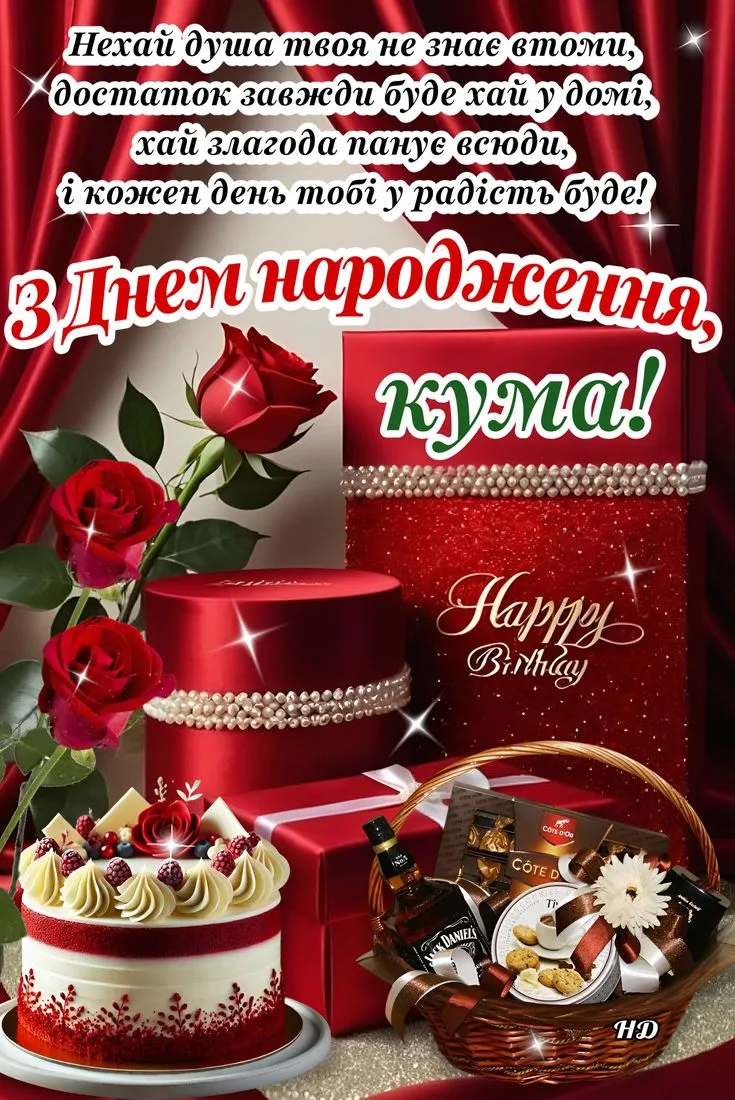 Картинка з днем народження кумі